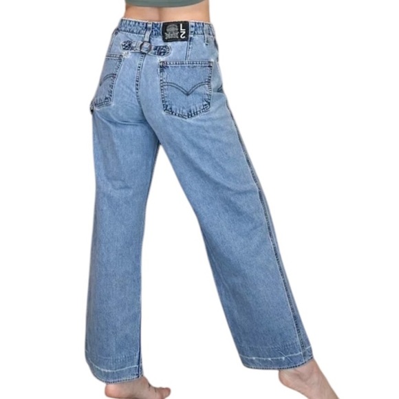 Y2K Levi's L2 Jeans 12 Wide Leg Skater Back Buckle Blue Tab High Rise - Picture 8 of 13